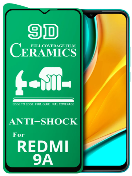 Гибкое Защитное стекло 9D Ceramics для Xiaomi Redmi 9A/9C (black)