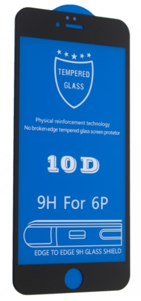 Защитное стекло 10D для iPhone 6/6S Plus (black)