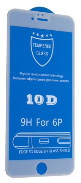 Защитное стекло 10D для iPhone 6/6S Plus (white)
