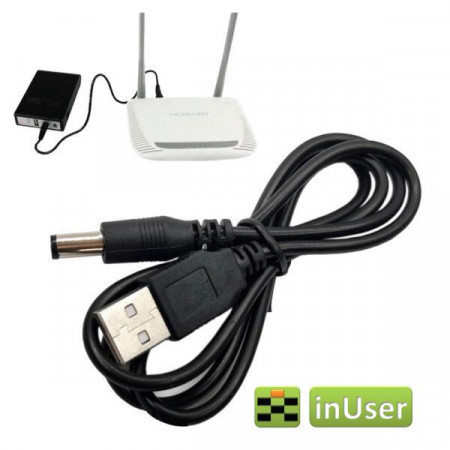 USB-Кабель для роутера USB to DC 5.5x2.1 (5v) 1m (для подключения роутера от повербанка)