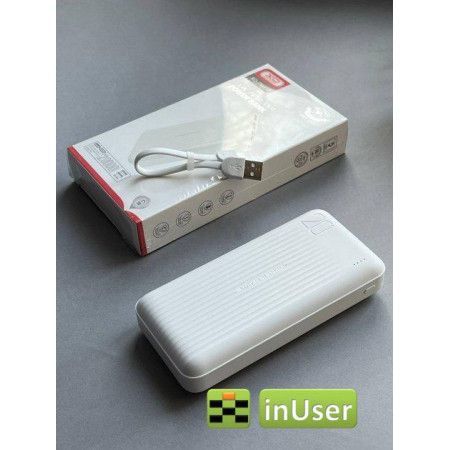 Портативная батарея (Power Bank, УМБ) XO PB302 (20000 mAh / Out: 2USB 5V/2A / In: Type-C, micro-USB 5V/2A ) с LED индикатором, Белый