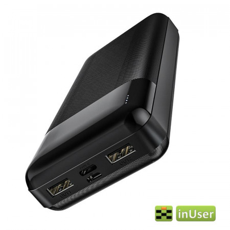 Портативная батарея (Power Bank, УМБ) Hoco J72A Easy travel (20000 mAh / Out: 2USB 5V/2A / In: Type-C, micro-USB 5V/2A ) с LED индикатором, Чёрный