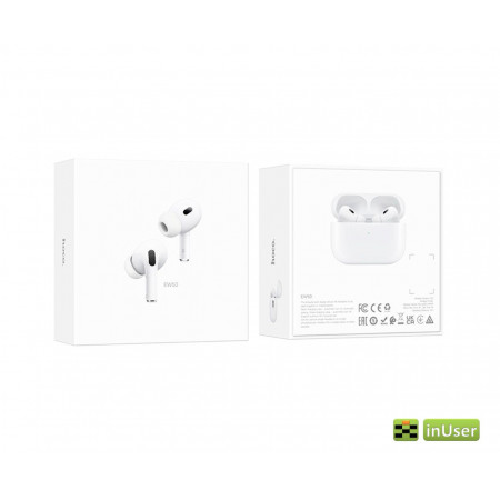 Беспроводные наушники Bluetooth Airpods Hoco EW50 TWS Bluetooth 5.3, с микрофоном, белые