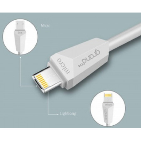 Мультикабель Grand Diamond GC-27S USB - Micro+Lightning (white)