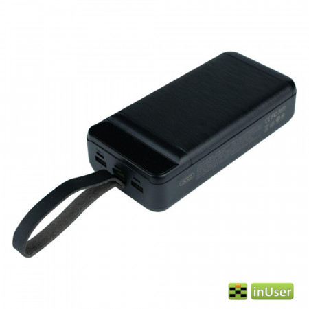 Портативная батарея (Power Bank, УМБ) XO PR157 (40000mAh / Out: 3xUSB-A 22.5W QC3.0, Type-C PD 20W / In: Lightning, micro-USB, Type-C 18W ) с LED Дисплеем и фонариком, Чёрный