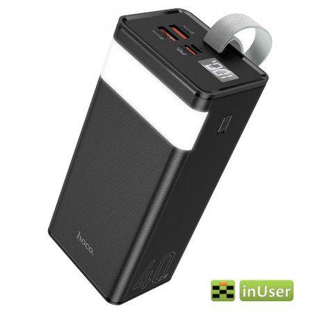 Портативная батарея (Power Bank, УМБ) Hoco J86 (40000mAh / Out: 2USB 22,5W QC3.0, Type-C 20W PD / In: Type-C 18W, Micro-USB 18W ) с LED дисплеем и функцией настольной лампы, Чёрный