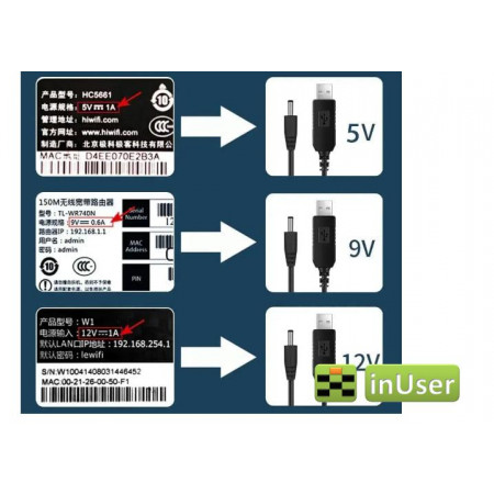 Кабель повышающий USB 5V на DC 12V (4.0х1.7мм) для подключения роутера Xiaomi, Asus от Power Bank (с преобразователем напряжения 5V-12V) 