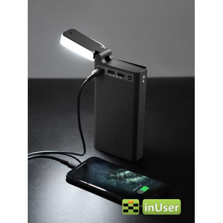 Портативная батарея (Power Bank, УМБ) Hoco J62 Jove Table Lamp (30000 mAh / Out: 2USB 5V/2A / In: Type-C, micro-USB 5V/2A) с LED индикатором, Чёрный