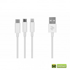 Кабель Micro USB / Lightning / USB Type-C 5V/2.4A 0.2m 
