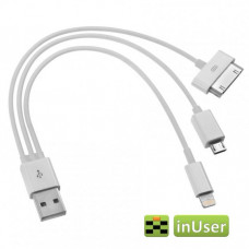 USB-кабель 3 в 1 (Lightning / MicroUSB / 30-pin) (Белый)