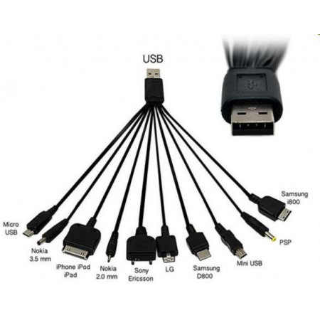 Мультикабель UNT-118A 10 in 1 USB-10 переходников