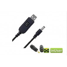 Кабель повышающий USB 5V на DC 12V (4.0х1.7мм) для подключения роутера Xiaomi, Asus от Power Bank (с преобразователем напряжения 5V-12V) 