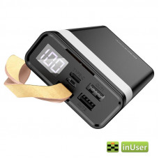 Портативная батарея (Power Bank, УМБ) Borofone BJ18 Coolmy (20000 mAh / Out: 2USB 5V/2A / In: Type-C, micro-USB 5V/2A ) с LED дисплеем и функцией настольной лампы, Чёрный
