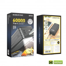 Портативная батарея (Power Bank, УМБ) Borofone DBT09 (60000mAh / Out: 4xUSB-A 18W QC3.0 / In: Lightning, micro-USB, Type-C PD18W 5V/3A ) с LED Дисплеем и фонариком, Чёрный