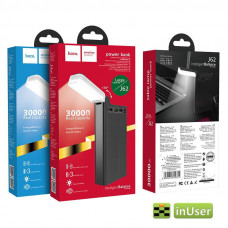 Портативная батарея (Power Bank, УМБ) Hoco J62 Jove Table Lamp (30000 mAh / Out: 2USB 5V/2A / In: Type-C, micro-USB 5V/2A) с LED индикатором, Чёрный