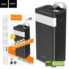 Портативная батарея (Power Bank, УМБ) Hoco J86 (40000mAh / Out: 2USB 22,5W QC3.0, Type-C 20W PD / In: Type-C 18W, Micro-USB 18W ) с LED дисплеем и функцией настольной лампы, Чёрный
