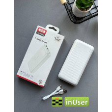 Портативная батарея (Power Bank, УМБ) XO PB302 (20000 mAh / Out: 2USB 5V/2A / In: Type-C, micro-USB 5V/2A ) с LED индикатором, Белый