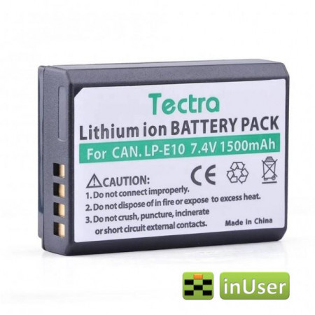 Акумулятор Canon LP-E10 Tectra 1500 mAh для Canon EOS 1200D / Canon EOS 1300D / Canon EOS 1500D / Canon EOS 3000D / Canon EOS 4000D / EOS 1100D	/ EOS Kiss X50 / EOS Rebel T3