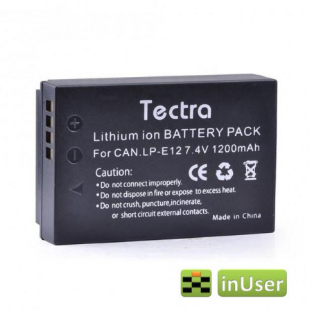 Акумулятор Canon LP-E12 Tectra 1200 mAh для Canon EOS M50 / Canon EOS M10 / Canon EOS M3 / Canon EOS M100 / Canon EOS M2 / Canon EOS M200 / Canon EOS 100D / Canon EOS M50 (Mark 2) / SX 70 HS