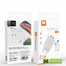 Сетевое Зарядное Устройство WUW T55 2USB 3.1A + USB- Кабель Micro-USB 2.4A 