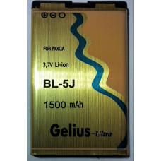 Акумулятор Gelius BL-5J для Nokia 5228, 5230 XpressMusic, 5233, 5235 Comes With Music, 5800 XpressMusic, Asha 200, Asha 201, Asha 302, C3-00, Lumia 520, N900, X1-00, X1-01, X6-00 (1500 mAh)