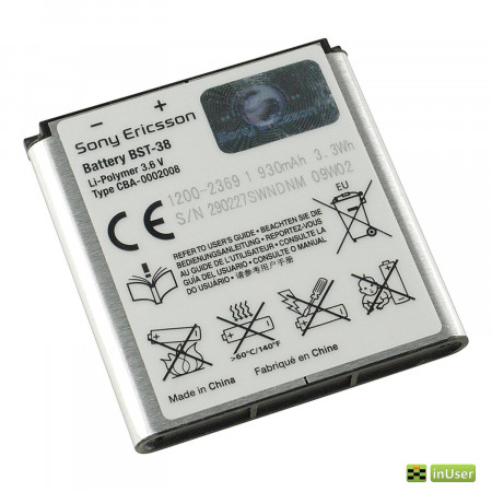 Акумулятор BST-38 для Sony Ericsson C510i, C902i, C905i, F100i, K770i, K850i, R300i, R306i, S312i, S500i, T303i, T650i, W150i, W580i, W760i, W902i, W980i, W995i, Xperia mini X10i, Z770i, Z780i