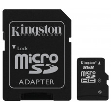 Карта памяти Kingston microSDHC 8Gb class 4 + adapter