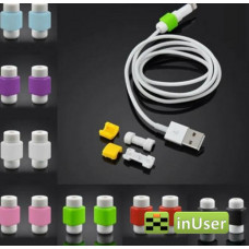 Line Set USB Charger Data Cable Saver Savior Protector for Apple iPhone Android Black