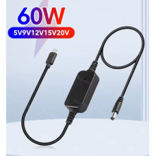 Перехідник кабель з Type-C на DC 5,5*2,5 PD 5V 9V 12V 15V 20V 60W 3А для живлення ноутбука, роутера і т.д